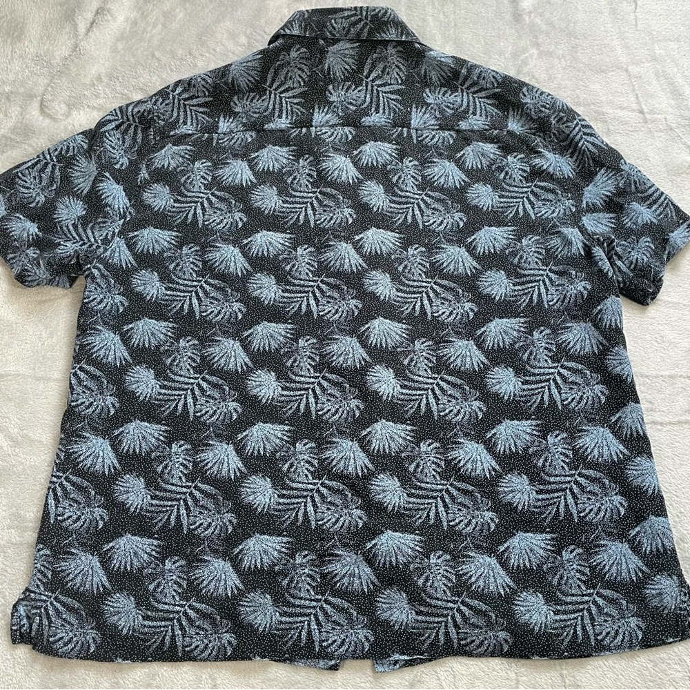 Nat Nast Shirt Large Mens Silk Blend Tropical Hawaiian Palm Print Blue Button Up - Picture 7 of 7